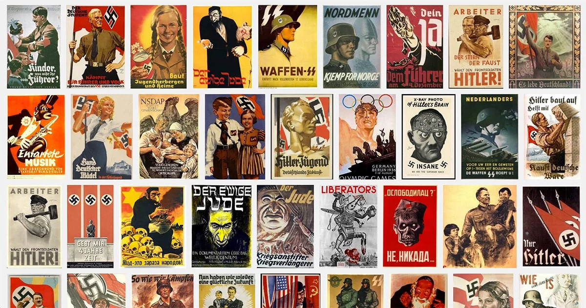 Graphic design of Nazi propaganda posters.