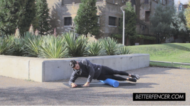 Jason Rogers Doing Foam Roller Exercise for Fencing