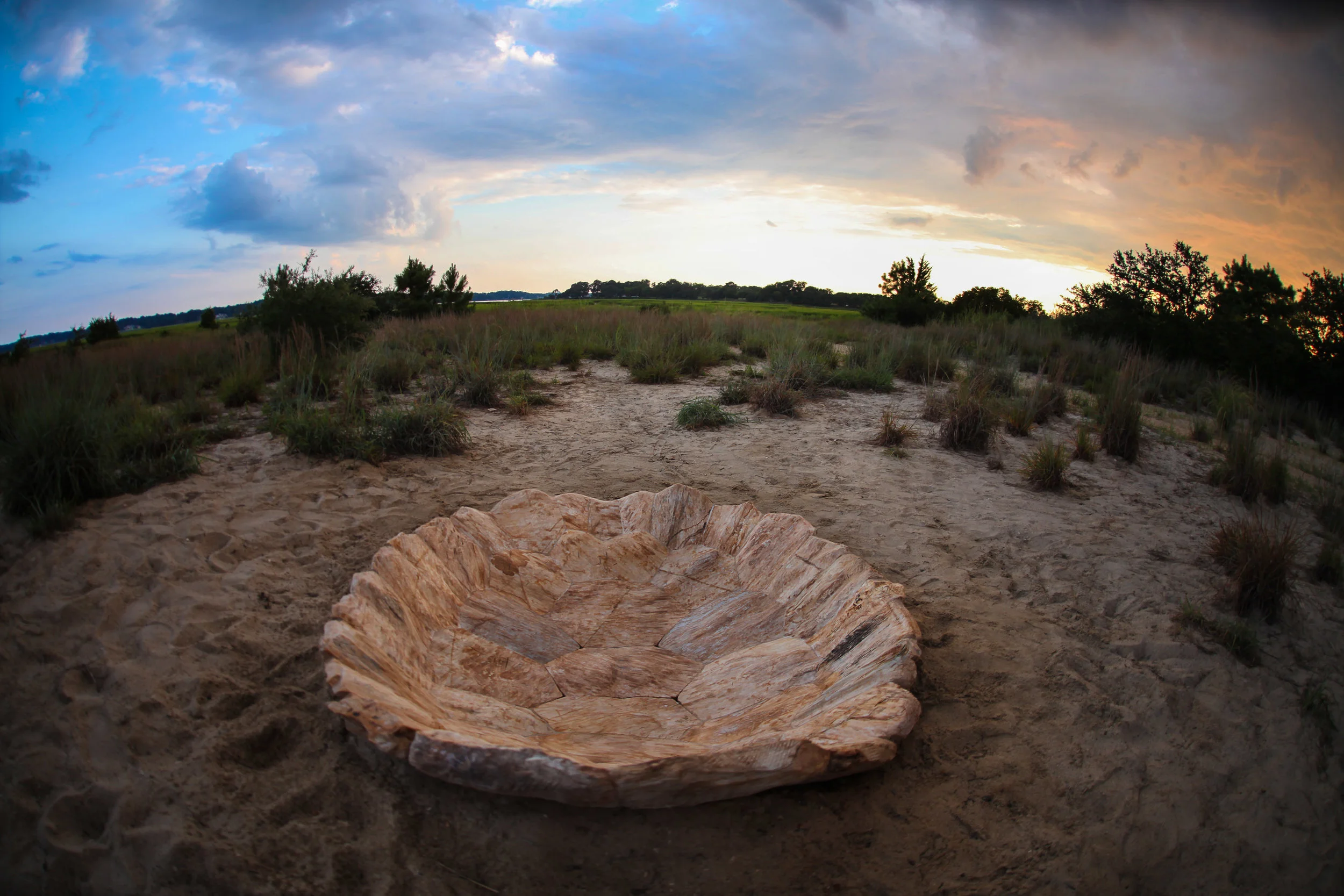 TERRAPIN BASIN - SITE SPECIFIC SCULPTURE - 64 x 80 x 18” - QUARTZITE SANDSTONE - PLEASURE HOUSE POINT ENVIRONMENTAL AREA, VIRGINIA BEACH, VA - 2018
