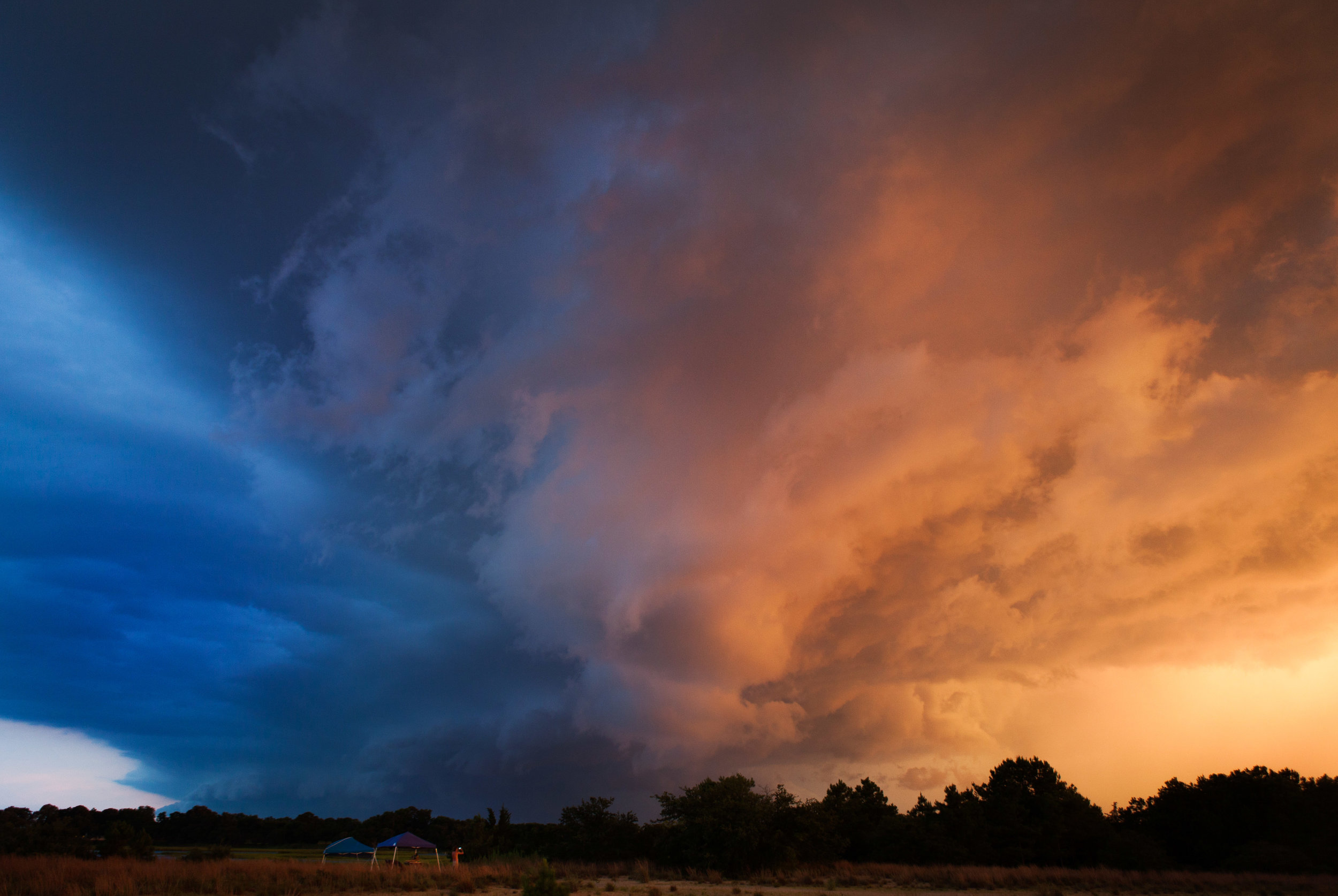  STORMS AT SUNSET - TERRAPIN WORK SITE TENTS IN DISTANCE -  Adapting to ever changing weather and environmental conditions, the process became one with the site 