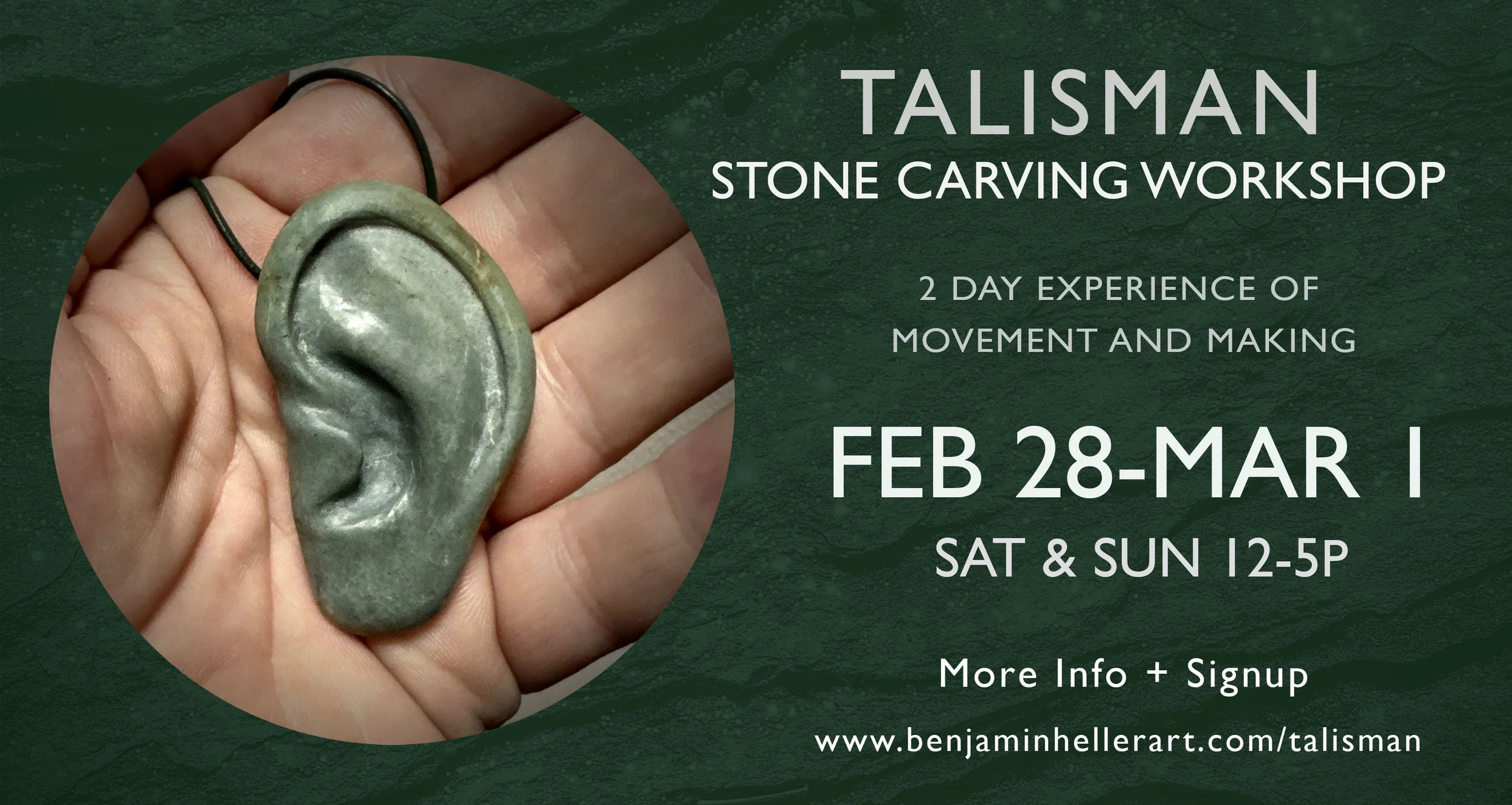   TALISMAN STONE CARVING WORKSHOPS  -  Click on image to Signup, or for upcoming dates, or to learn more about the class.  