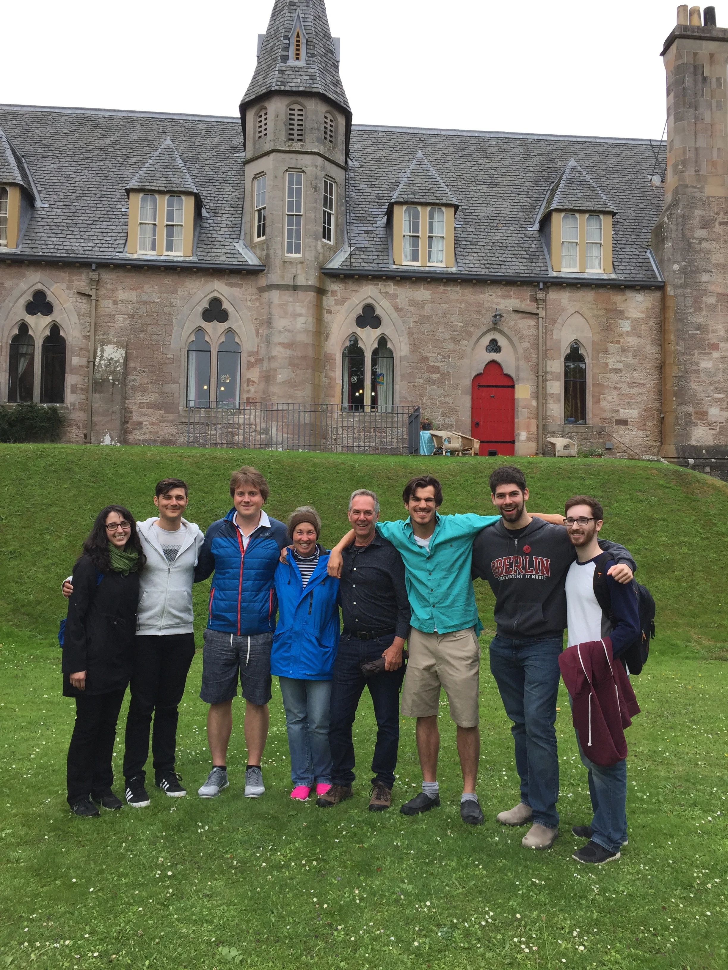 Oberlin Studio (+), in front of Cathedral: Sarah, Lenny Ranallo, JoNell & Stephen Aron, Mohit Dubey, Collin Sterne, Brian King