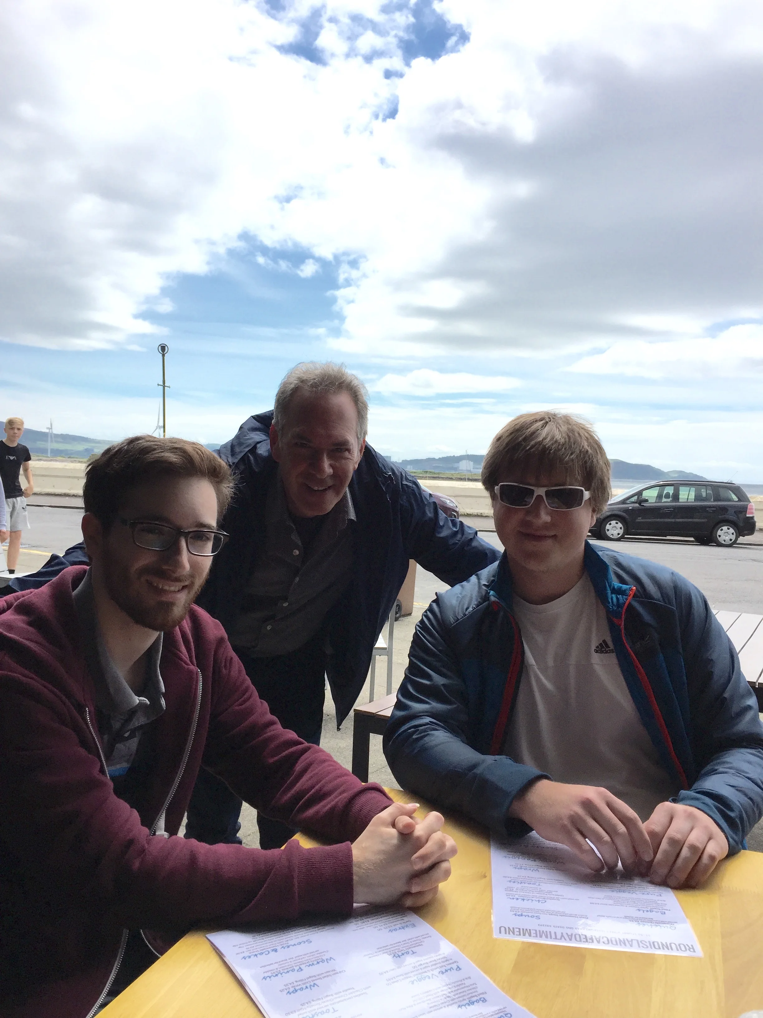 Meeting some of the boys in town for lunch. With Brian King and Stephen Fazio.