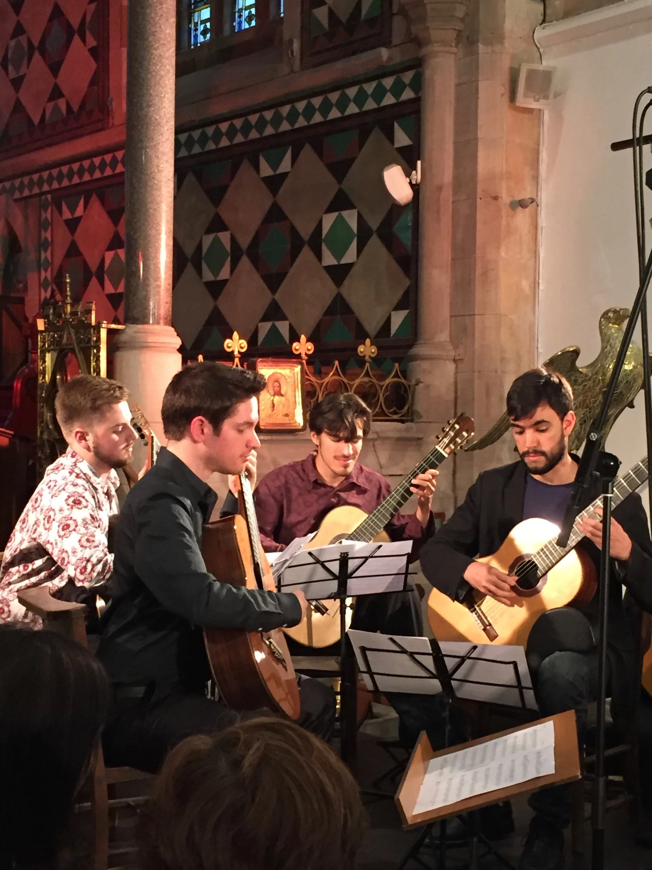 This quartet was featured for part of the guitar orchestra piece. Zach, Gary, Mohit and Roberto played. 