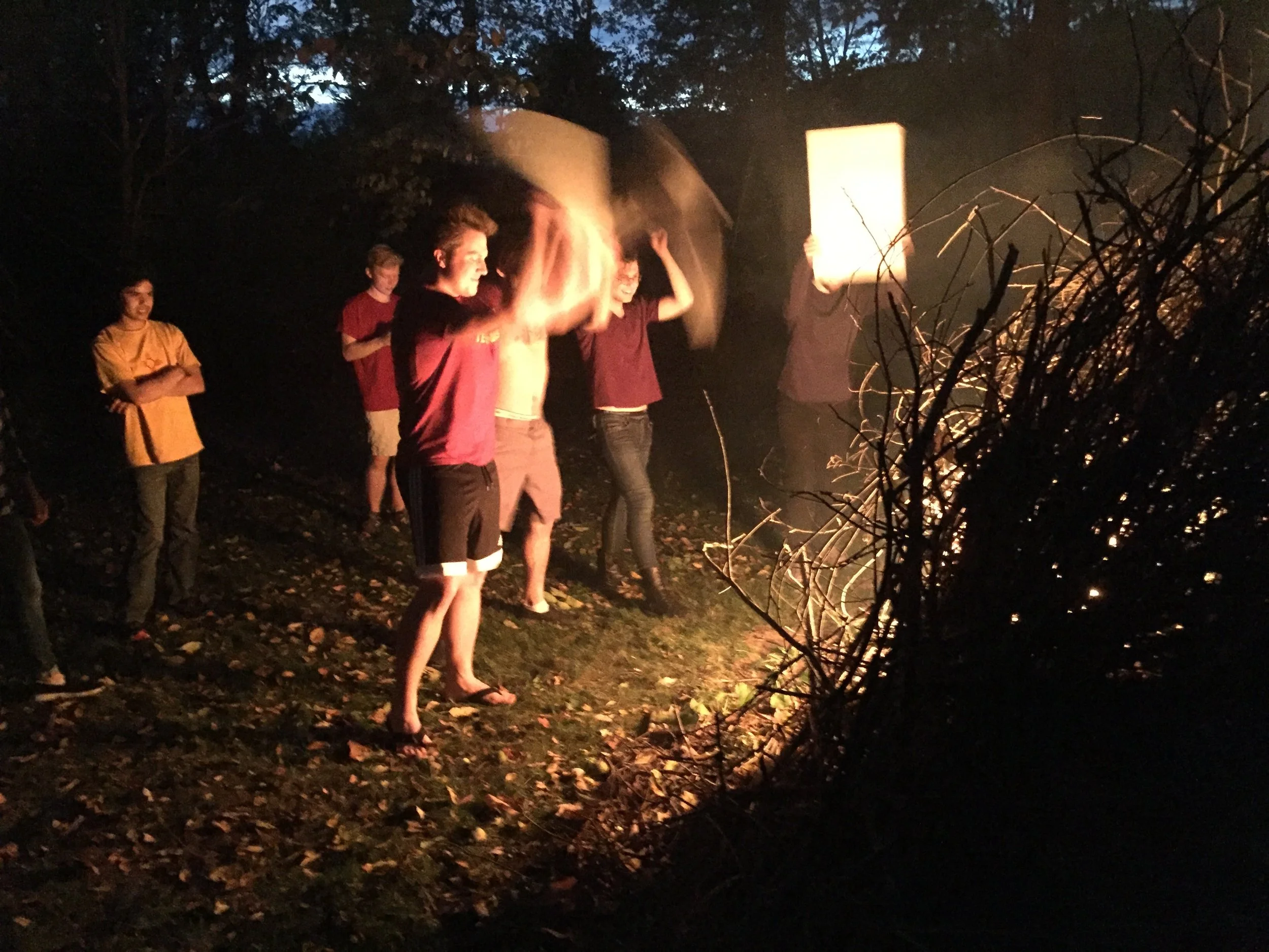 Steve and the others working at the fire.