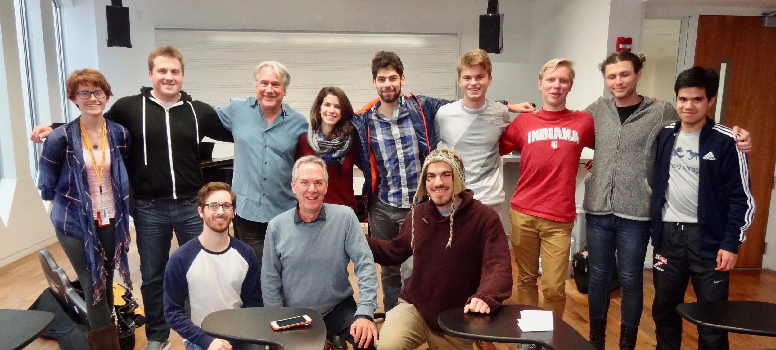 Back row: Caeli Massey, Stephen Fazio, Benjamin Verdery, Rebecca Klein, Collin Sterne, Craig Slagh, Aidan Wiley Lippke, JH, Archie Velasquez. Front row: Brian King, Stephen Aron, Mohit Dubey.