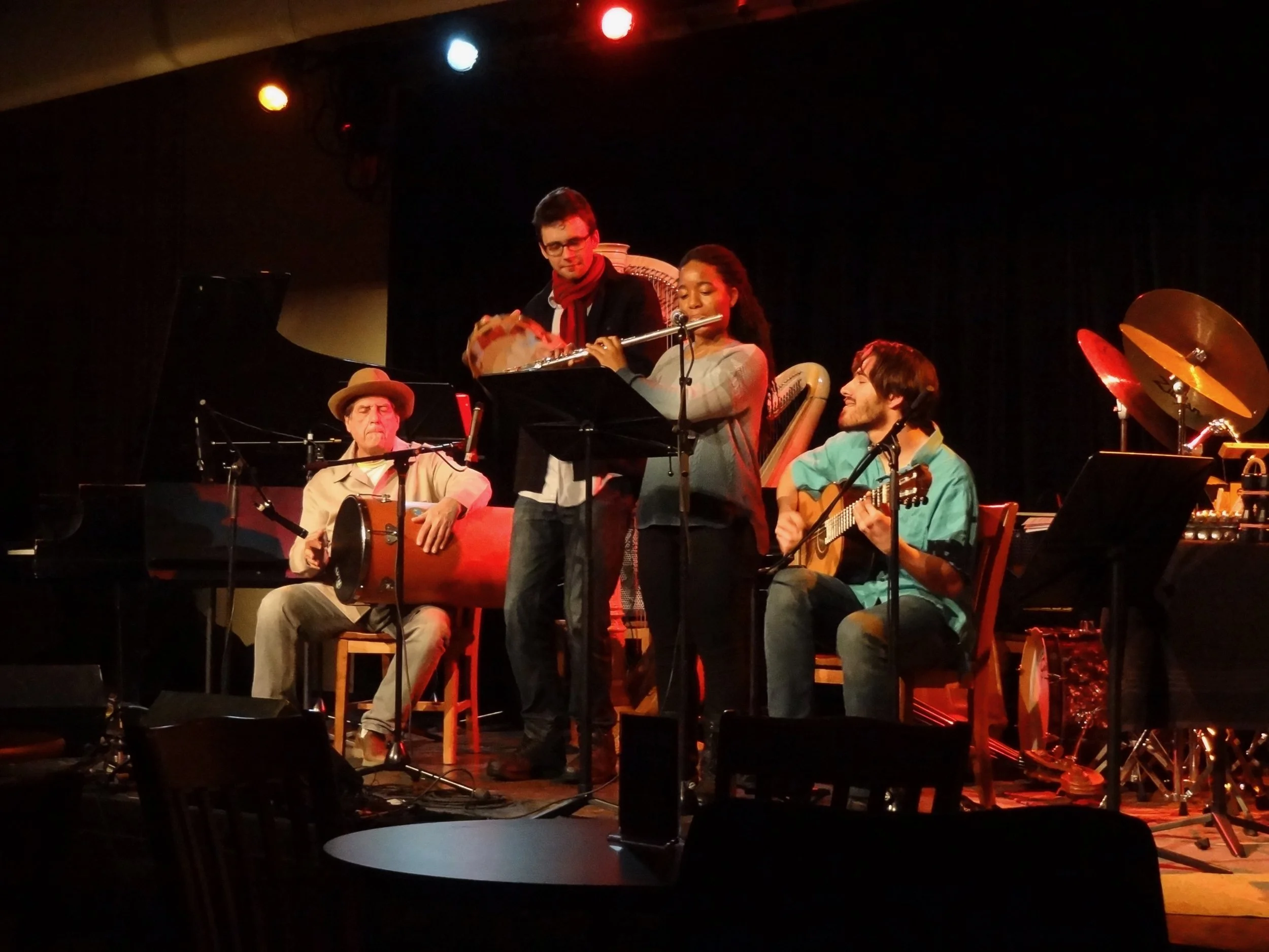 Mohit Dubey, along with Karisma Palmore, flute, and Liam Smith and Jamey Haddad, percussion, play Sergio's Mangabeira
