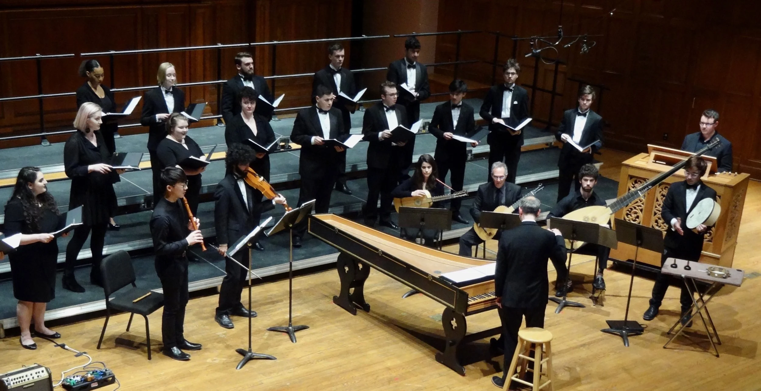 The plucked portion of the continuo: Rebecca Klein, Stephen Aron and Collin Sterne