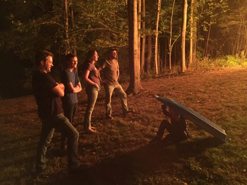 Josh, Ashton, Alayna and Adam, with Rowan hiding