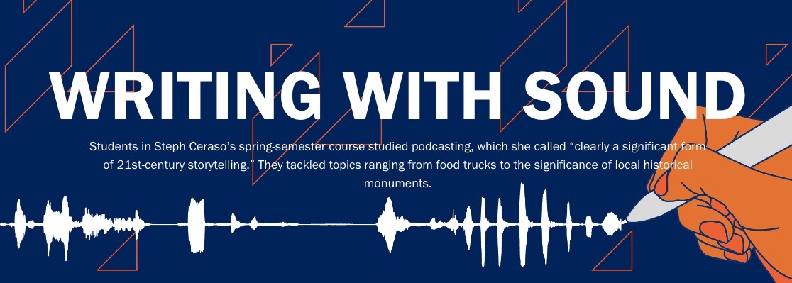 Screen shot of the article title, "Writing with Sound."