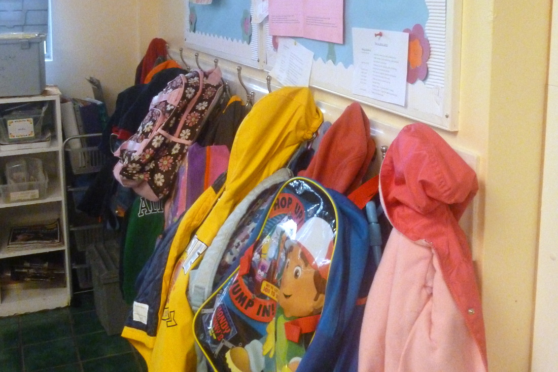 Children hang their own coats and backpacks and learn to pack up their work from their cubbies and belongings at the end of class – preparing them for kindergarten.