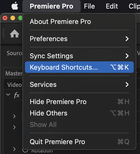 Keyboard Shortcuts can be found in the Menu Bar.