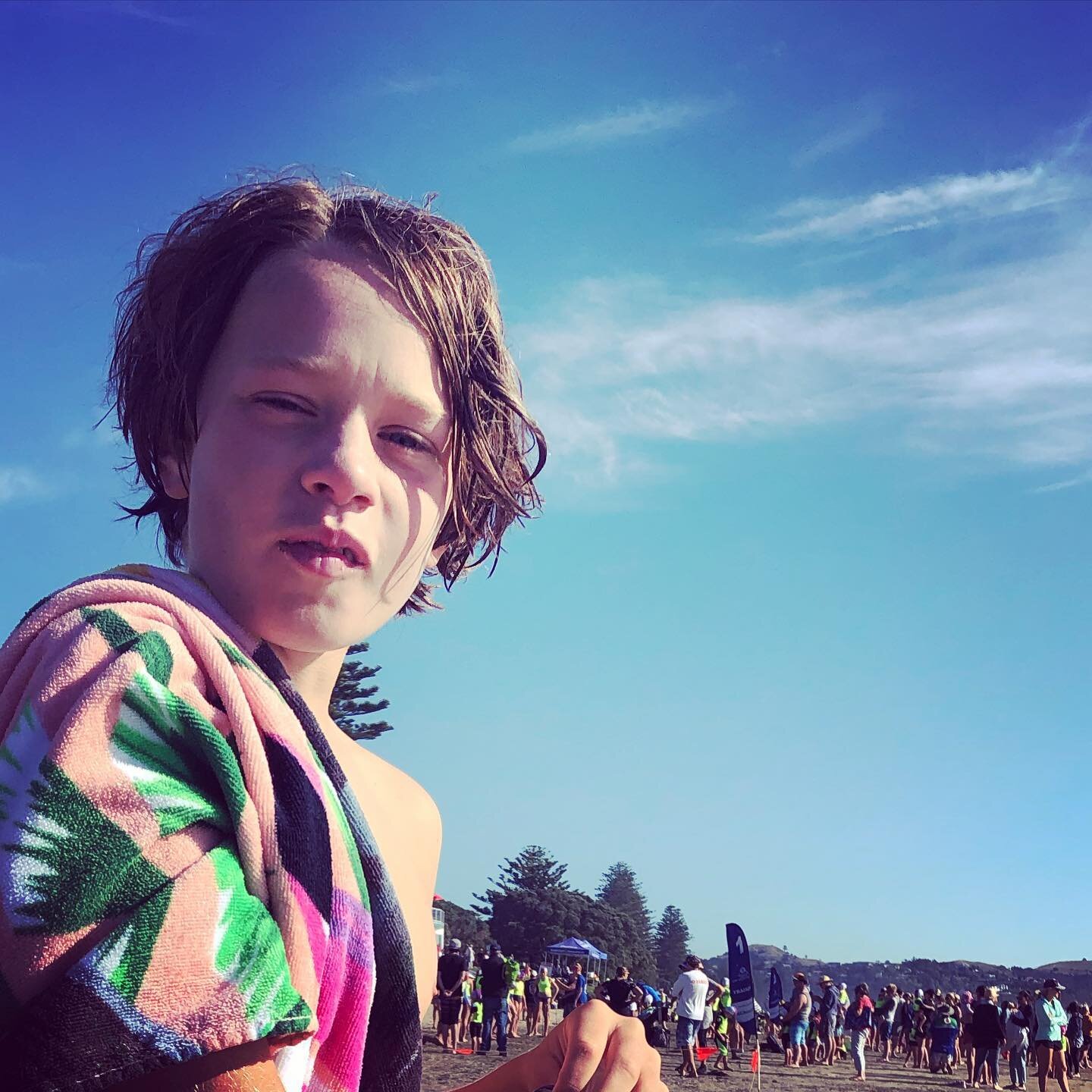 Boy Wonder and me riding the orewa rollers. Summer magic. Nz you beautiful thing you.