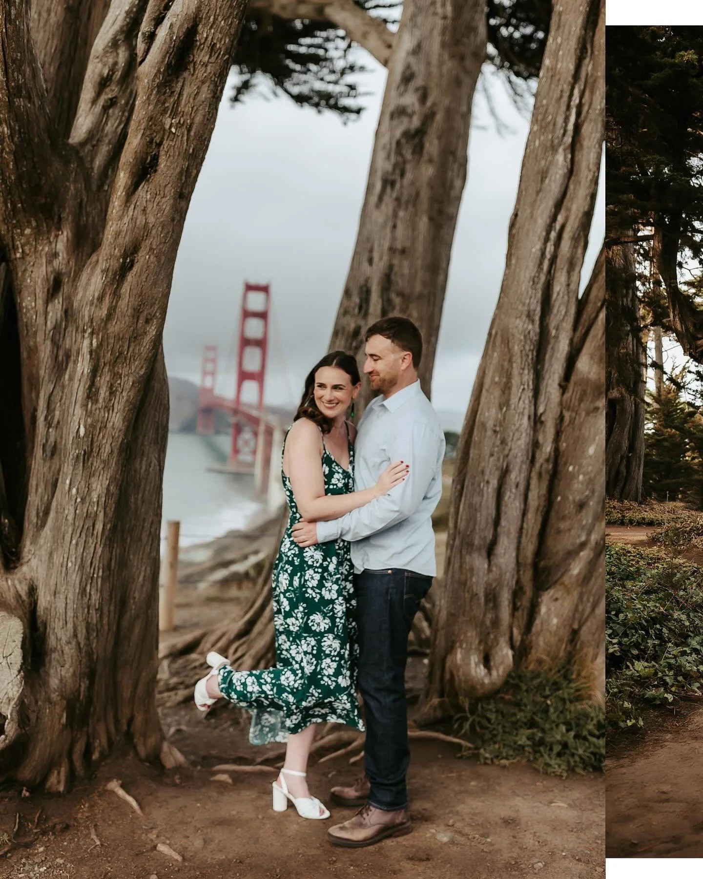 Lauren and Alex ❤️. We didn’t get sunshine, but we did get a beautiful sky, warmth and a fog line that I was obsessed with. These two were so easy and sweet and this spot is officially a favorite of mine. The views are unparalleled! 
.
.
&helli