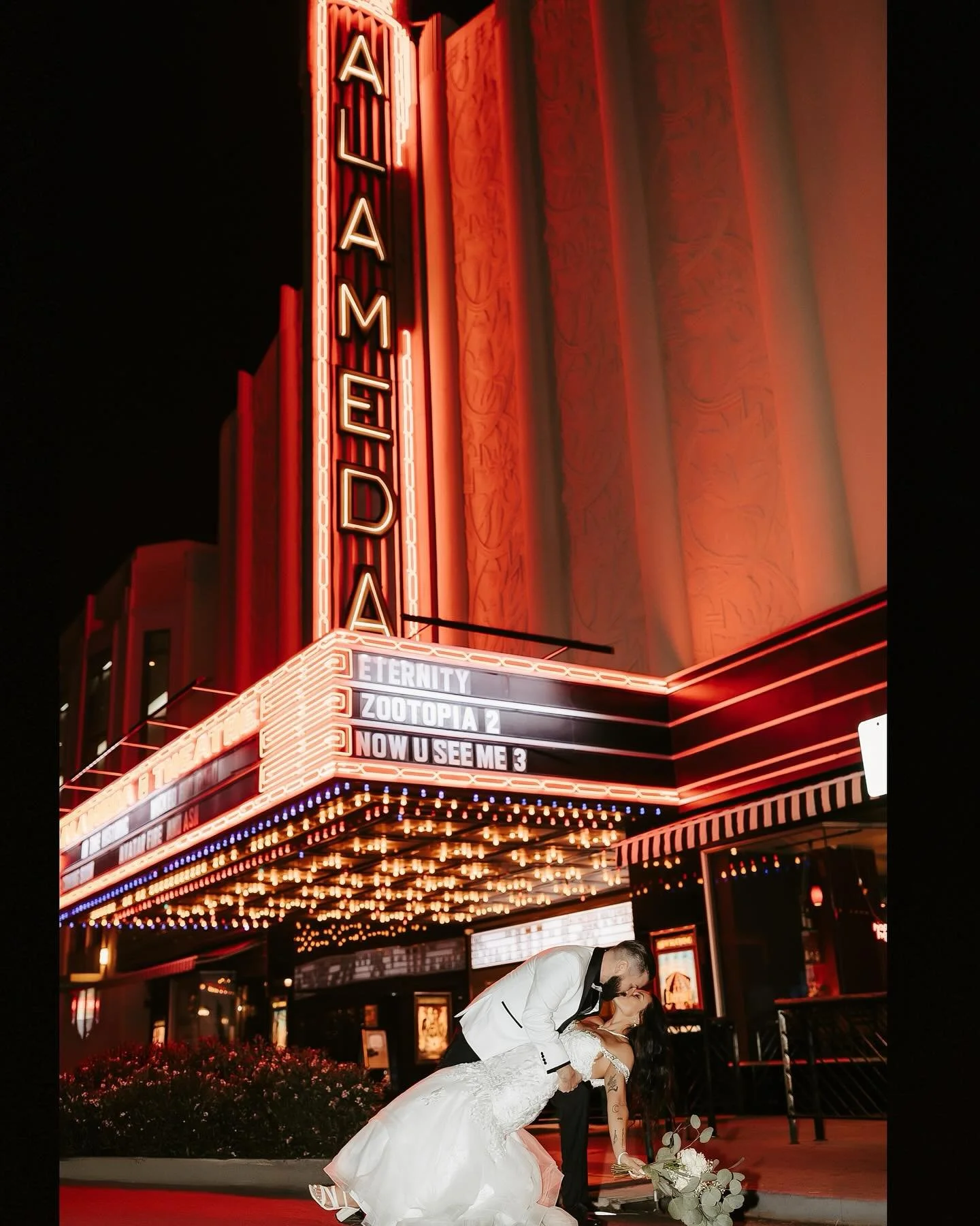 Sorry not sorry 😆, posting more from J&amp;A&rsquo;s day.  Still obsessed and I want to share each photo individually soooo, they&rsquo;re gonna be on my feed lots and lots. Ending their wedding night at the theater and laying in the street for this