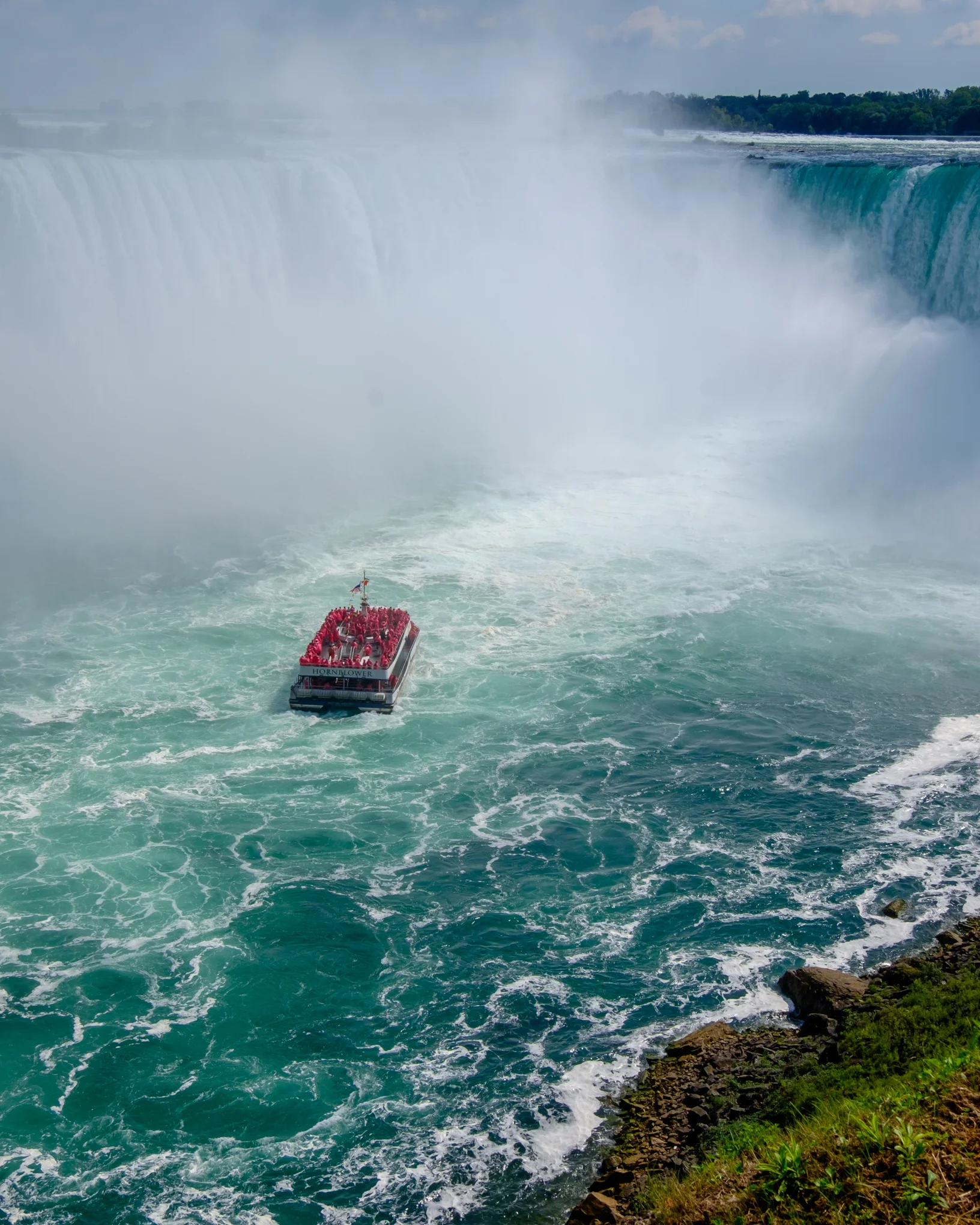 Boat under the fall