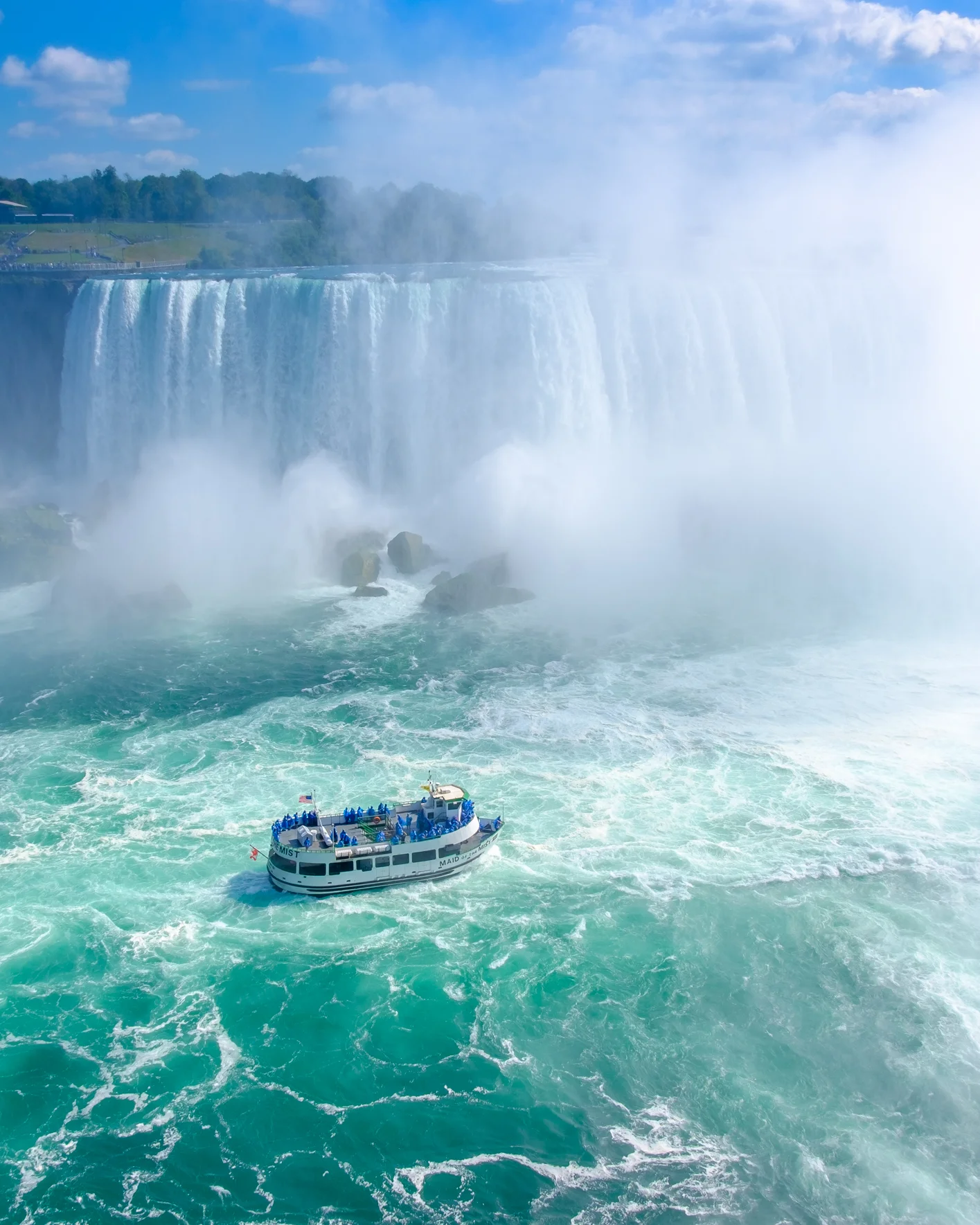 American boat in falls