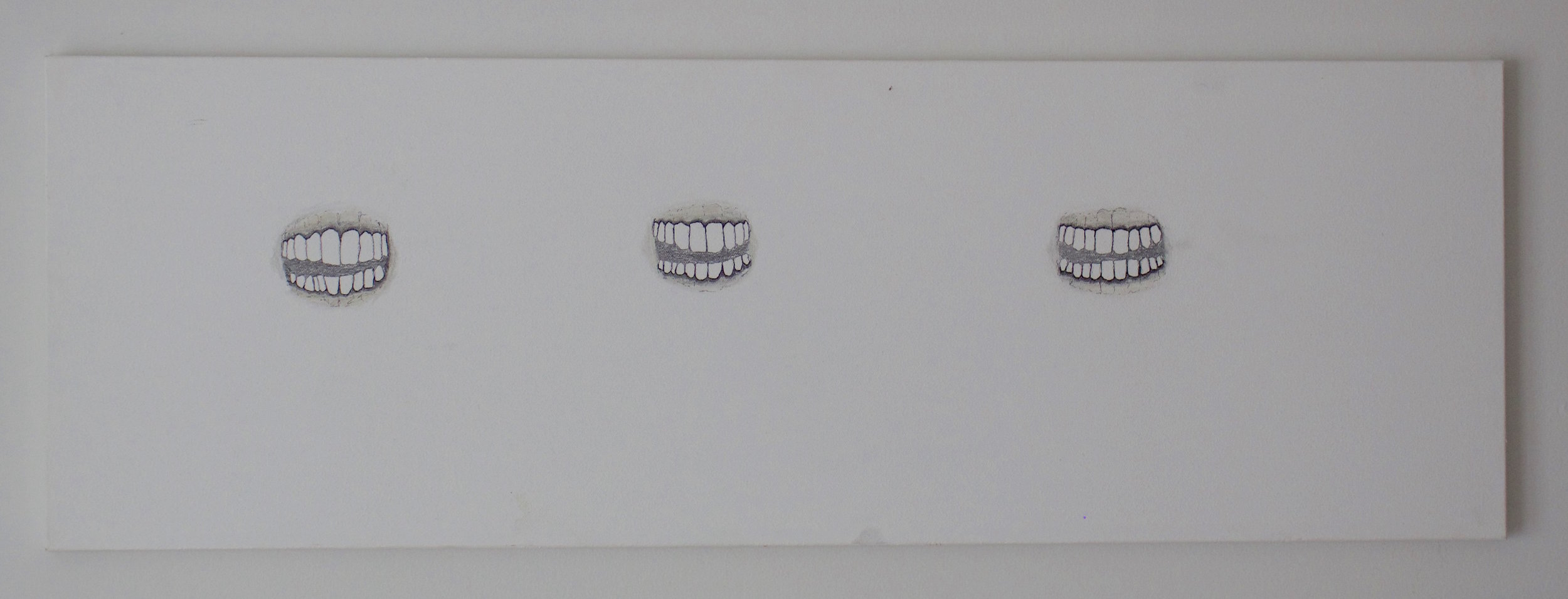 Teeth, 2016 Pencil and charcoal on canvas 12 x 36 inches