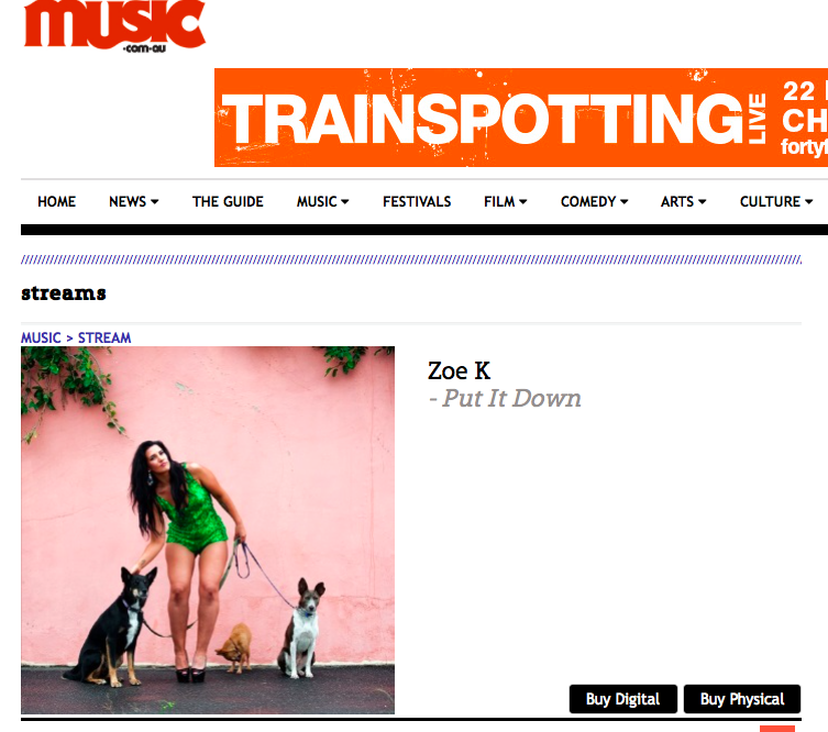 THE MUSIC.COM PREMIERS ZOE K'S NEW SINGLE 'PUT IT DOWN' FEATURING MISTER GOLDFINGER