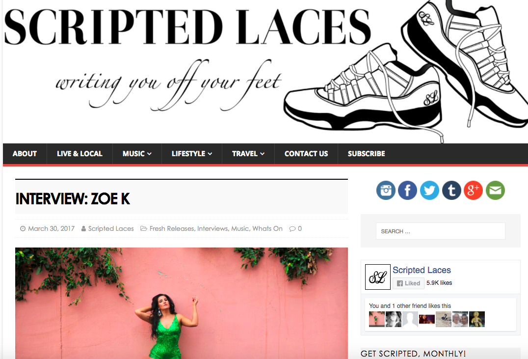LATEST INTERVIEW WITH SCRIPTED LACES