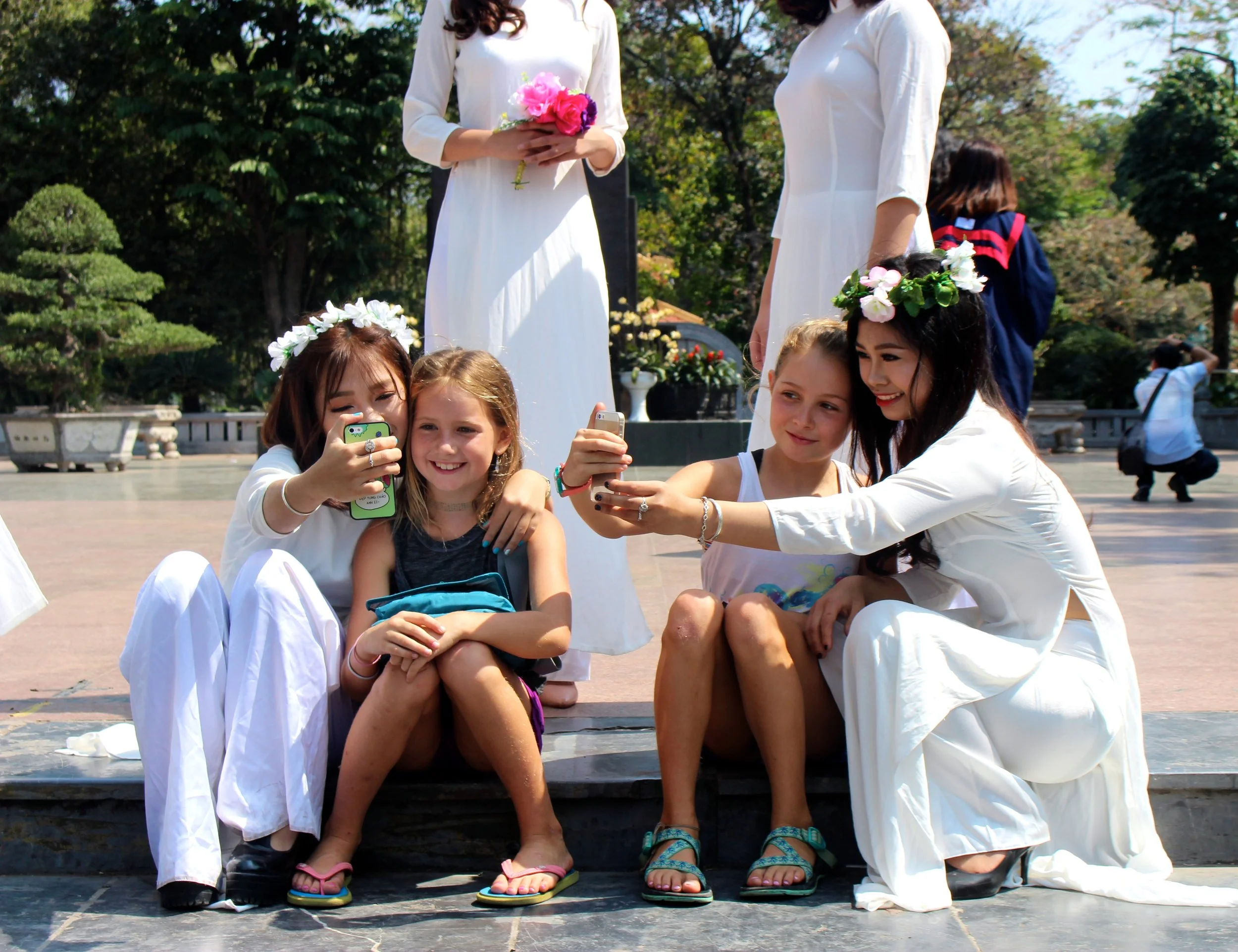 While out roller blading and enjoying the beautiful weekend weather at the Hanoi city center square, the girls quickly became fan favorites of the local High School graduating class. Lots of laughs and selfies were shared with this group of local Vietnamese girls.