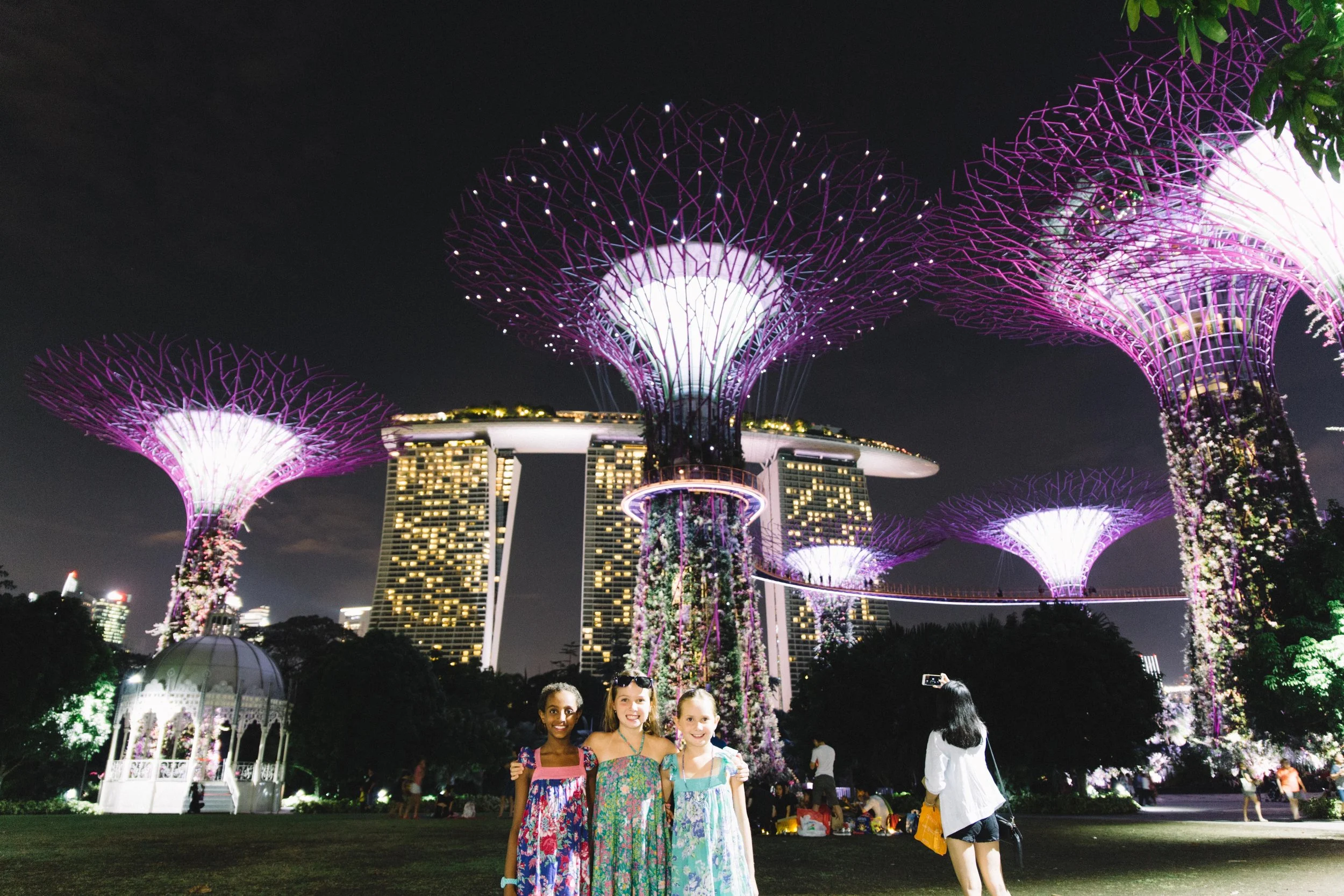 Beautiful family night spent at the Gardens of the Bay in Singapore. We just happened to show up before the nightly light show and take ion the beauty of one of the greenest cities in the world. 