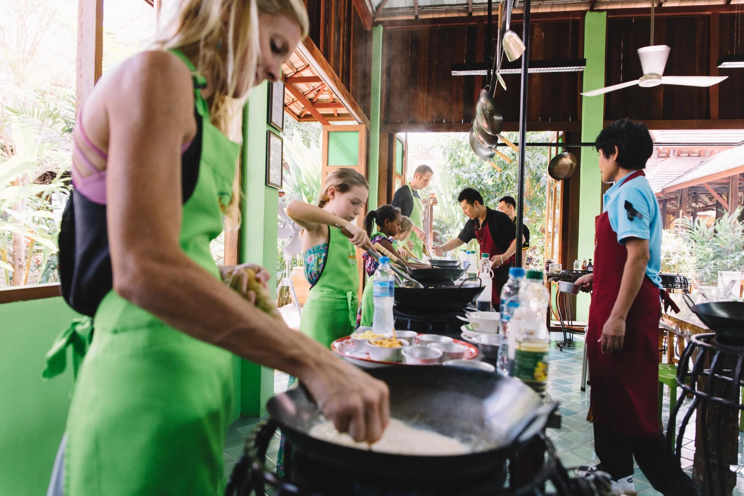 Learning how to cook all the classic Thai dishes at Aroy Aroy Cooking school in Chiang Mai, Thailand. (Pad Thai, Kho Soi, Papaya Salad, Mango sticky rice and more....)