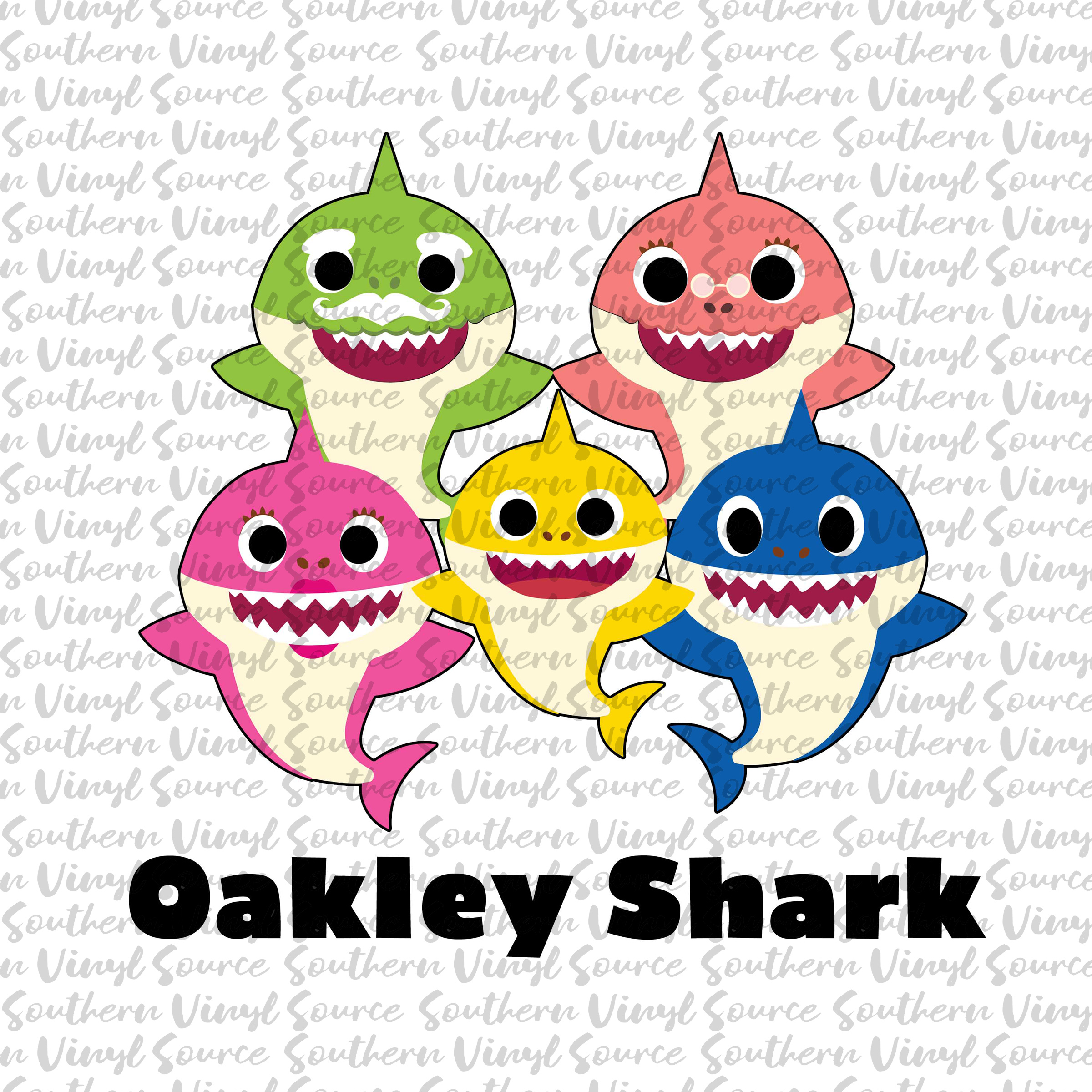 0150 Personalized Baby Shark Family Sublimation Print Southern Vinyl Source