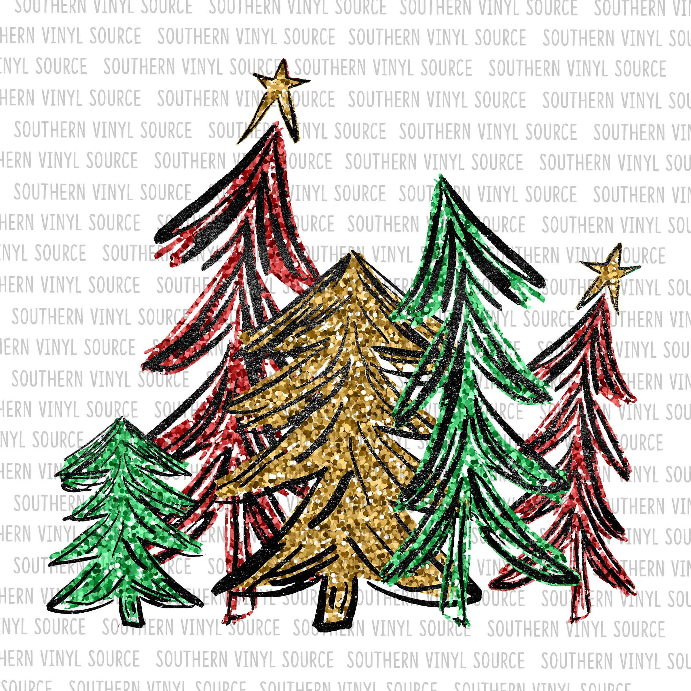 CH88 Glitter Group of Christmas Trees