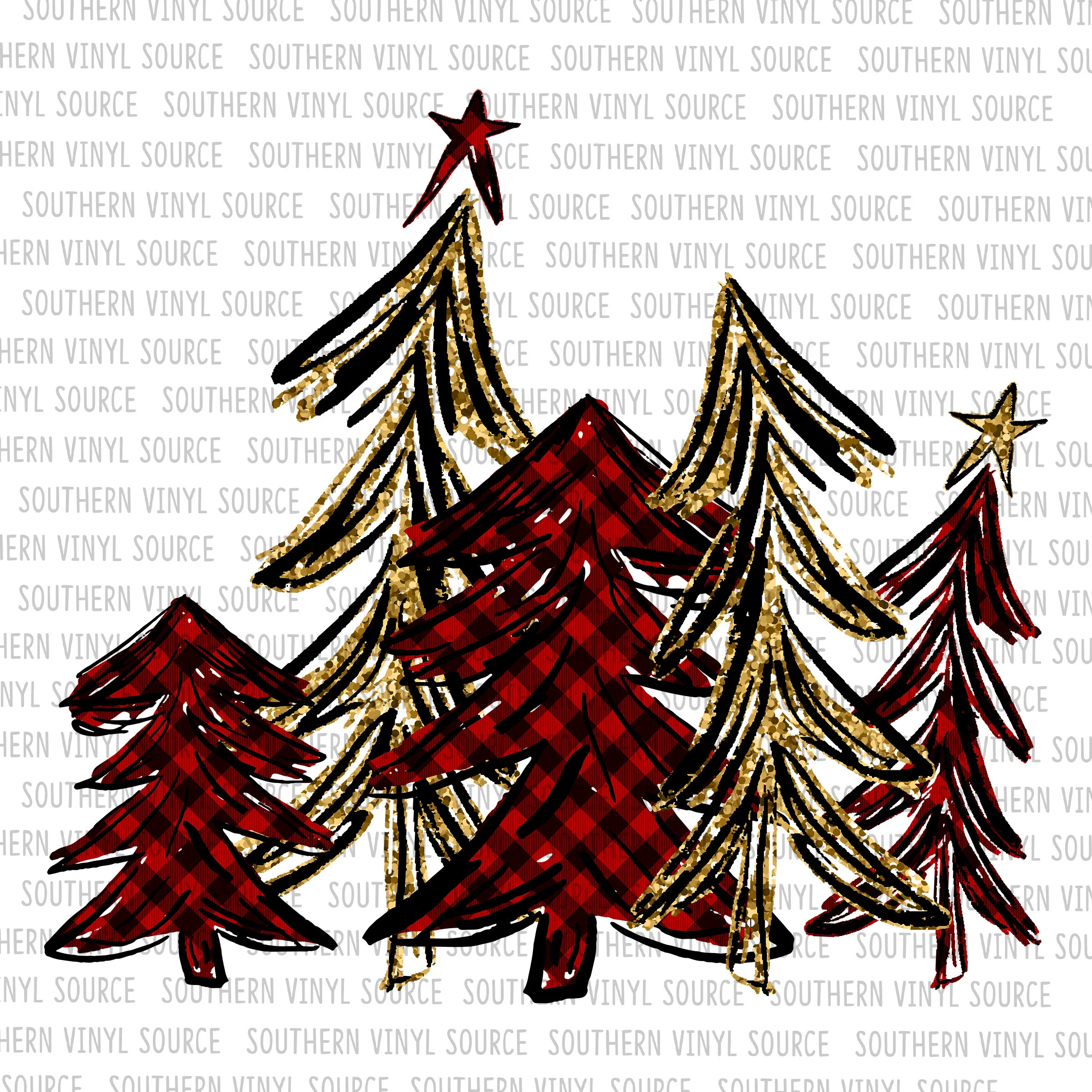 CH90 Christmas Red Buffalo Plaid Trees