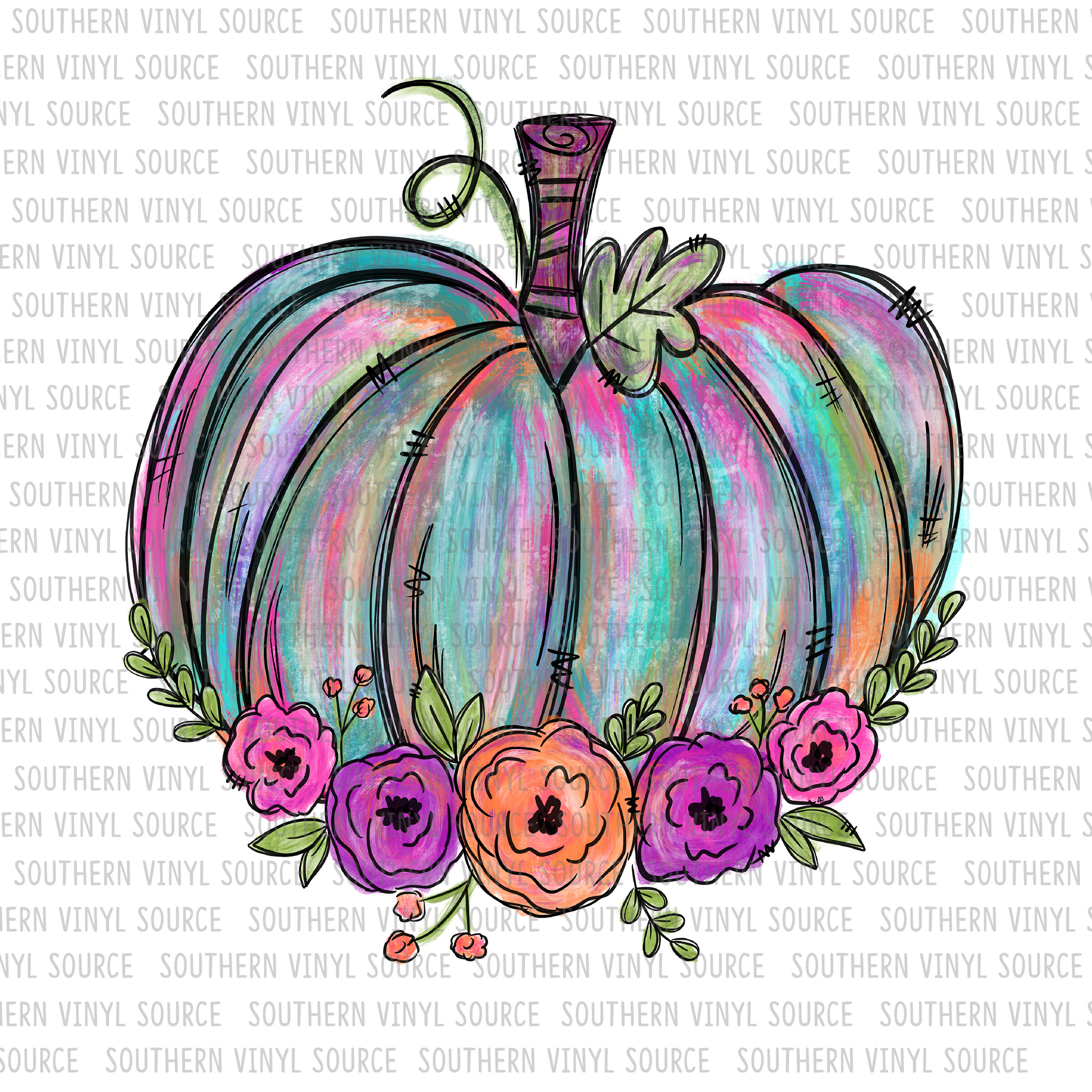 flowered pumpkin sublimation print