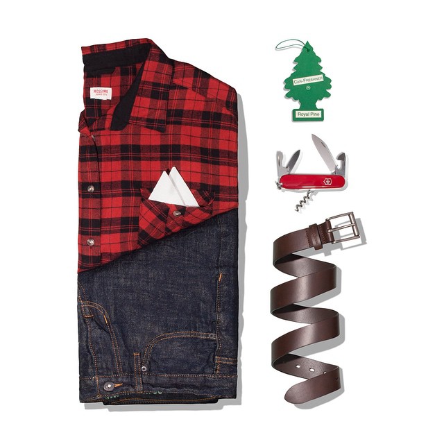 Caption: Guess this #MCM: He never cries over spilled milk and always wears flannel.