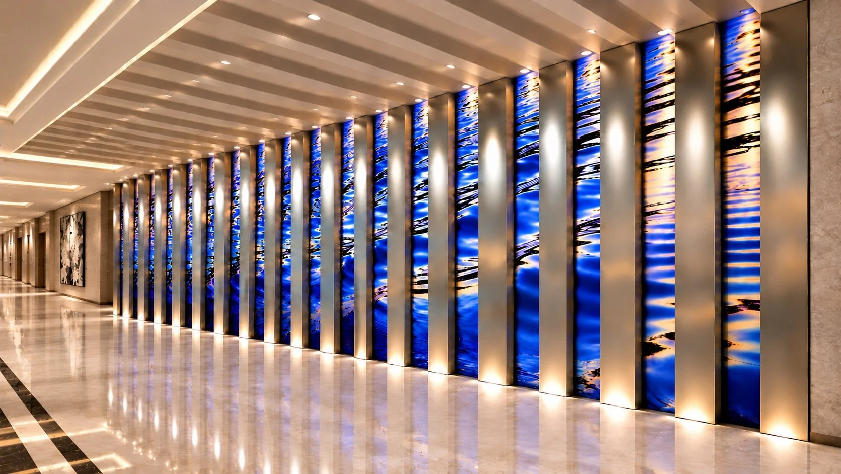 silver-chase-design-custom-cobalt-blue-water-art-installation-corridor.jpg