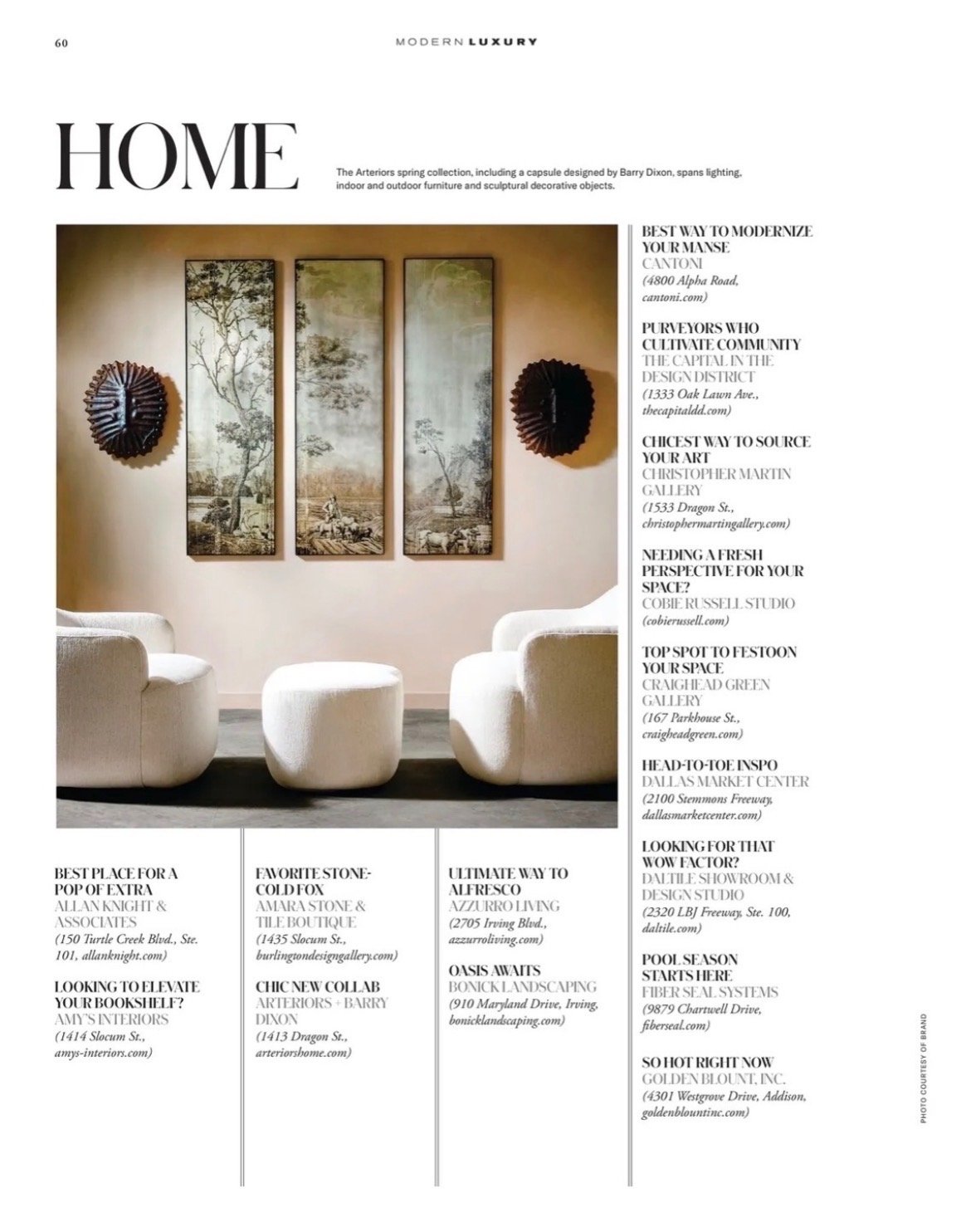 Christopher Martin Gallery featured in Modern Luxury Dallas Best of the City 2026 as "Chicest Way to Source Your Art"