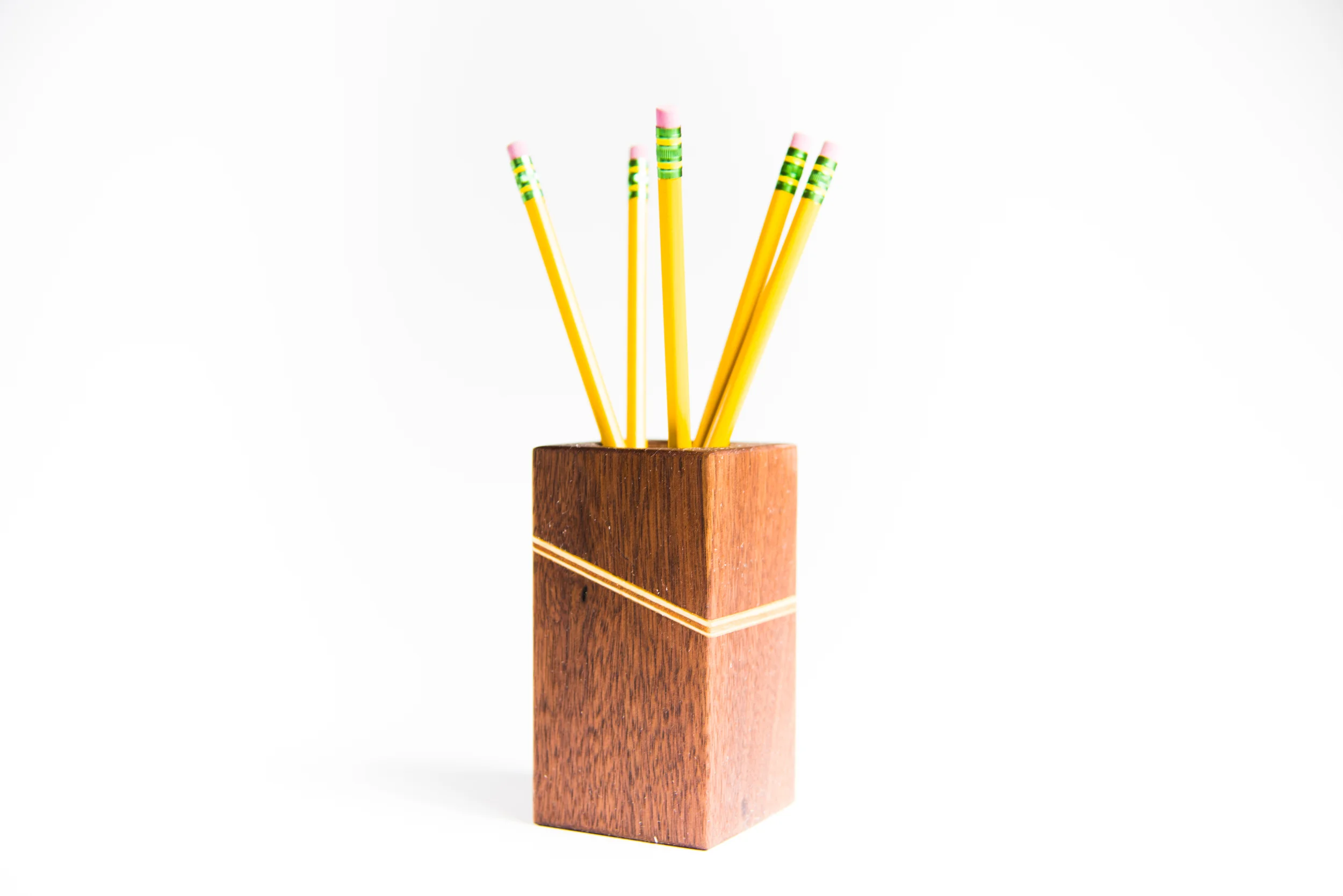 Modern Walnut Pencil Holder