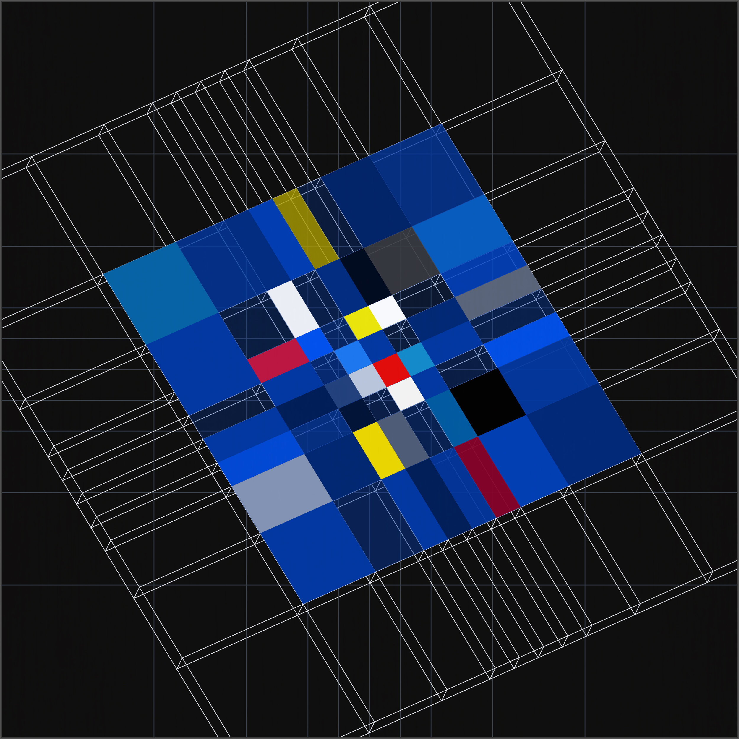 Fibonacci-sequence-space [20200503] [Blue+Colors], acrylic on canvas