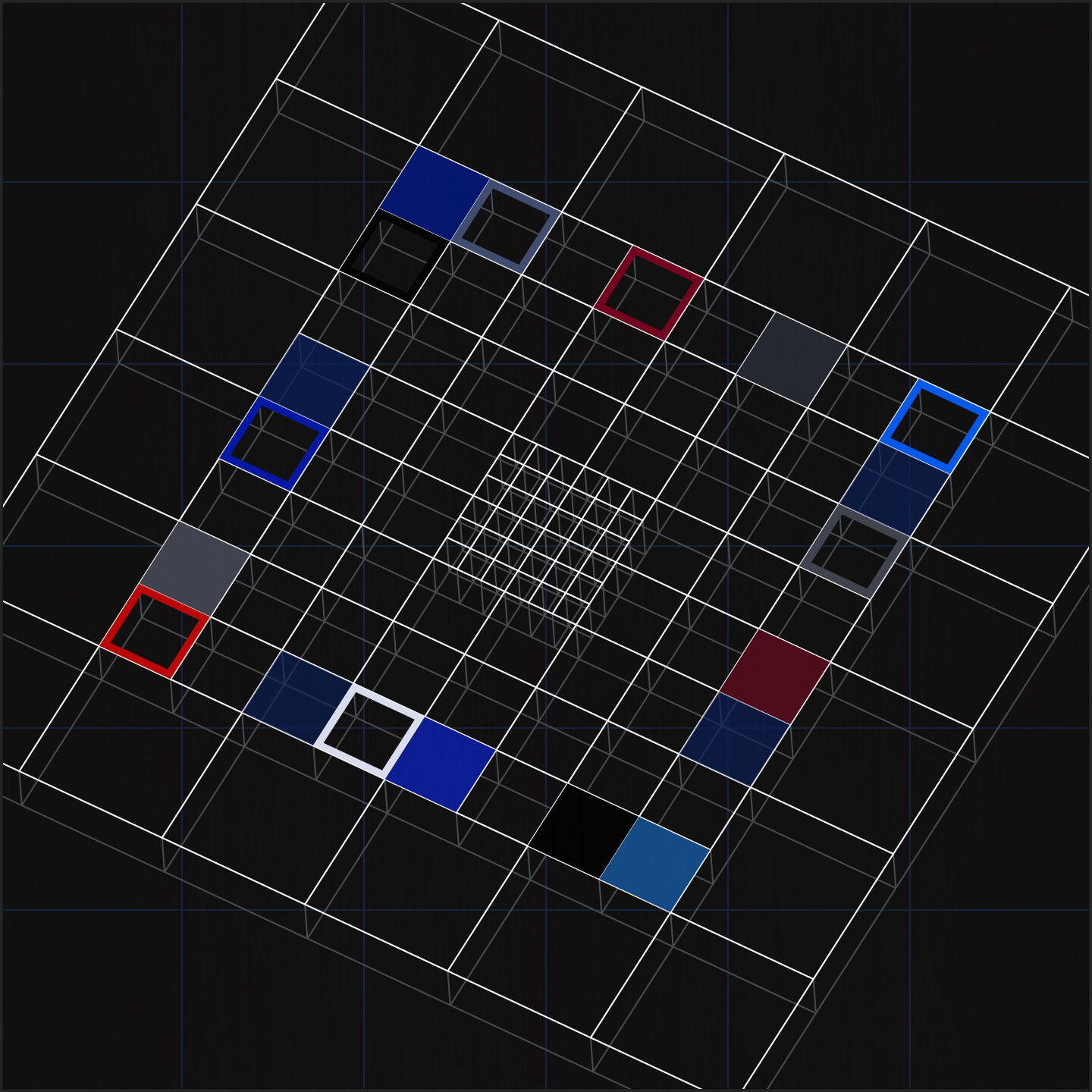 Origo-metrum-space [20200504]-a [144 - Blue+Red], acrylic on canvas