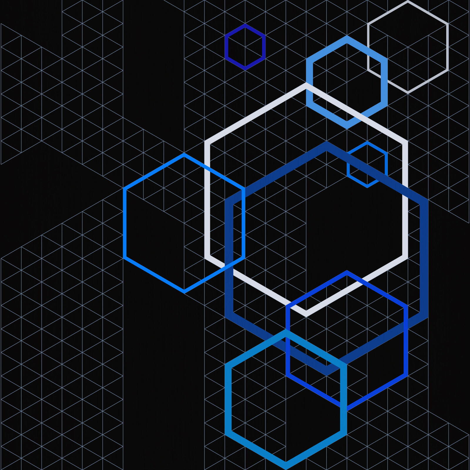 Conceptual-geometry [20200506] [Hexagons] [Blue], acrylic on canvas 