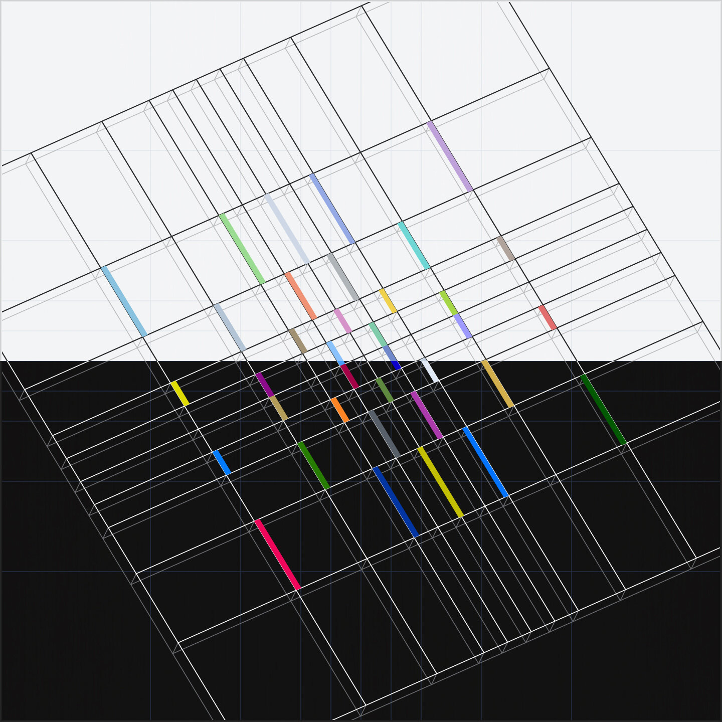 Fibonacci-sequence-space [20200507]-b [Black &amp; White - Color-elements], acrylic on canvas