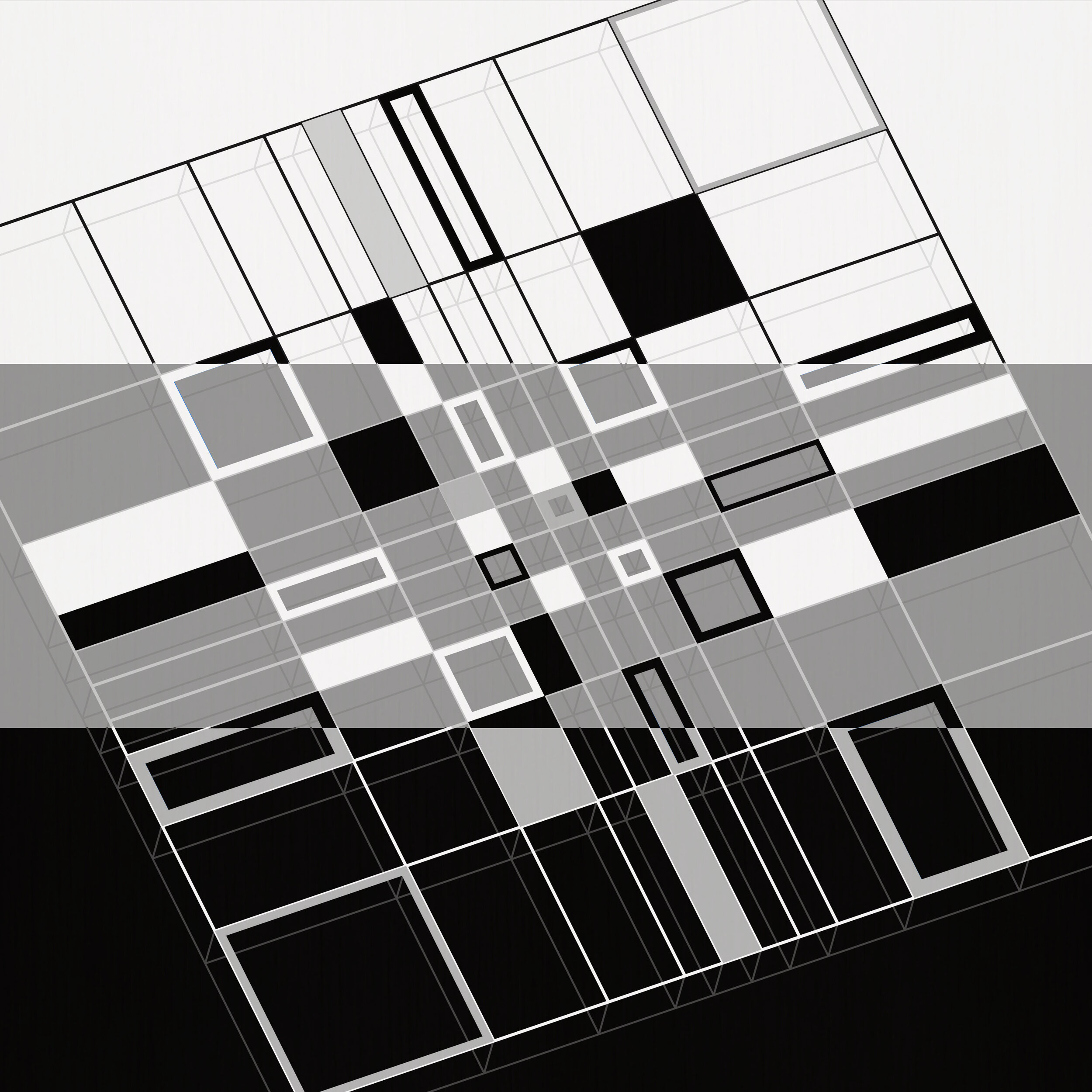 Fibonacci-sequence-space [20200525] [Black &amp; Grey &amp; White], acrylic on canvas