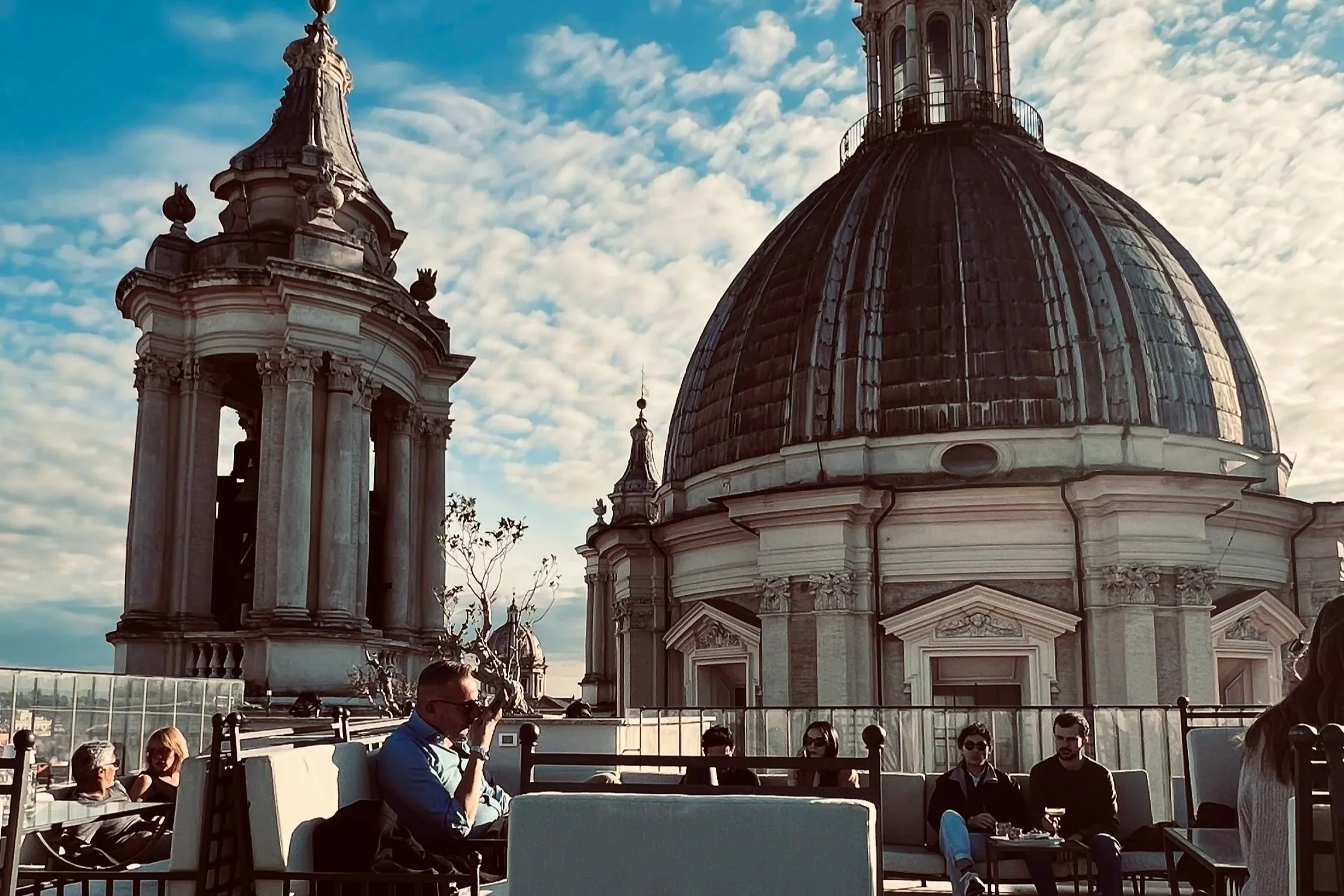 Takterrasse i Roma med utsikt.