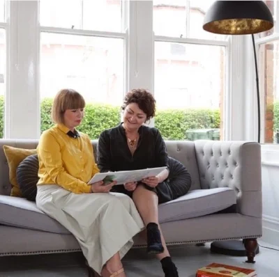 Trudi and Tara planning world domination. Instagram @tin_design_limited