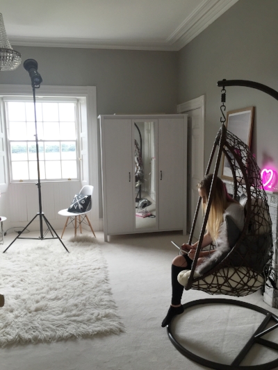 Ella looking casual whilst being photographed for Good Homes .