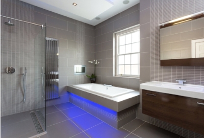 Who in the f**k has a bathroom with rope lighting, a TV and a built in sound system? Oh yes. Me. So OTT.
