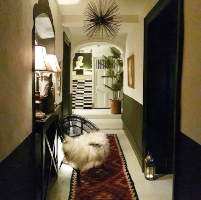 Black and white, the most soothing of colours at the home of Cowboy Kate .