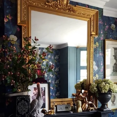 One of Oliver's favourite pieces in his own home, a luxe upcycled mirror.