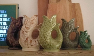 My charity shop partner in crime, Karen , has a fab collection of glug vases, all picked up for pounds. 