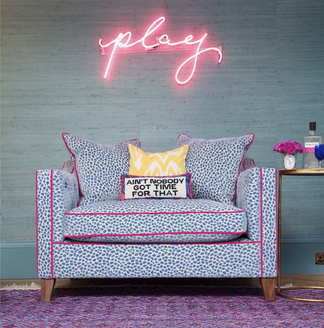 Pink neon is always a winner and looks super cool at the home of Emily of The Pink House (photography Susie Lowe )