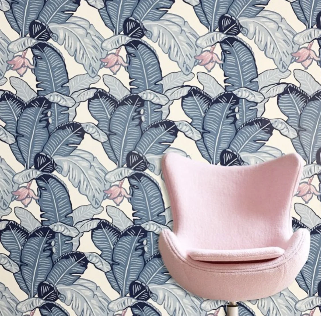 It doesn't need to be stand out pink to make an impact. This wallpaper from The Loft & Us has a subtle pink interwoven into the pattern.