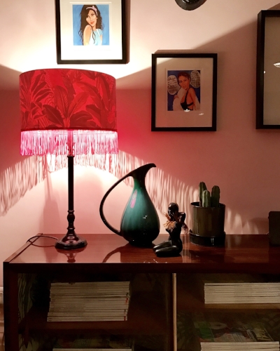 Neon pink. Tick. Tropical print. Tick. Fringing. Tick. My Love Frankie lampshade and I are a match made in heaven.